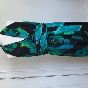 Black dress with green print